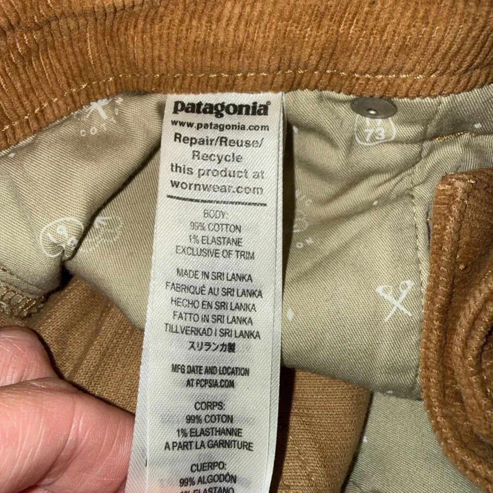 Patagonia Corduroy Pants Womens 31 Brown Embroidered Repair Slim Fit Gorpcore